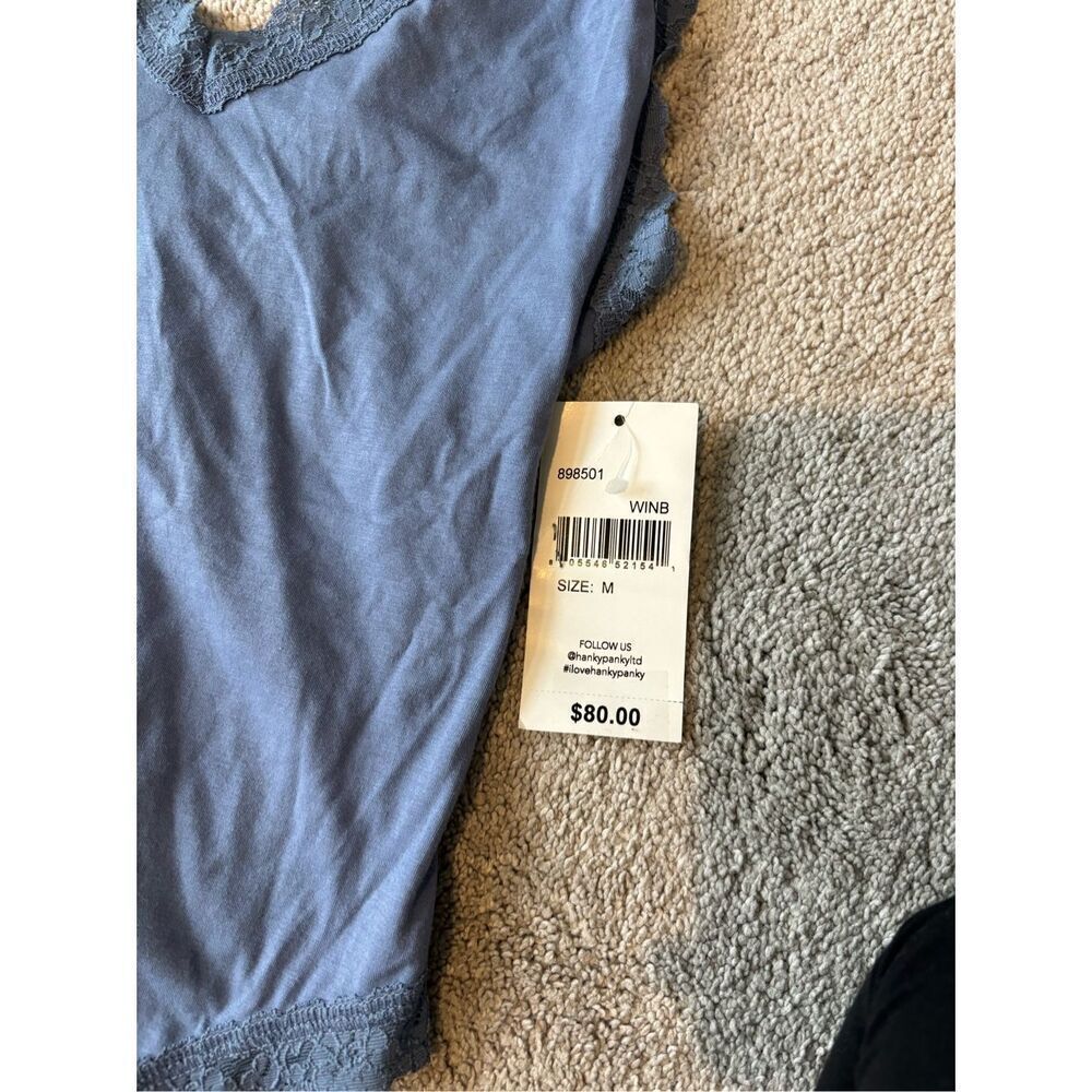 NWT Hanky Panky Women's Cotton Bodysuit Washed Indigo Med, $80 G32 - Picture 3 of 6